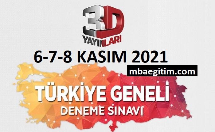 2021-2022 3D Yayınları Türkiye Geneli TYT Deneme-1 (5-6-7 Kasım)